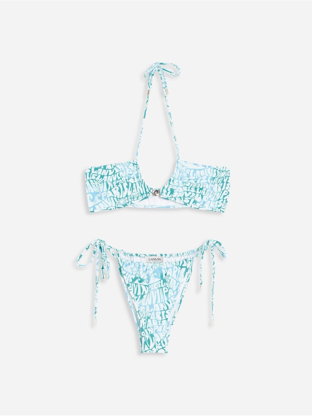 Lanvin Logo Print Teal Bikini Set NWT